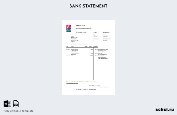 цифровая загрузка шаблона Excel банковской выписки AIB Ирландии